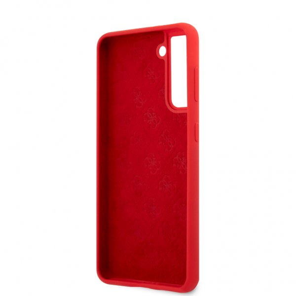 Guess Samsung Galaxy S21 -kuori, metallilogo, punainen