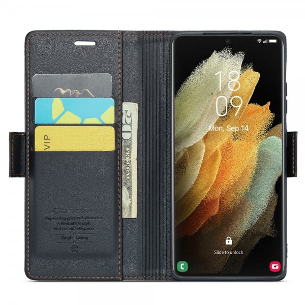 CaseMe Samsung Galaxy S21 Ultra -suojakotelo 023 Series, musta