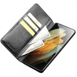 Qialino Samsung Galaxy S21 Ultra Kotelo Aitoa Nahkaa Musta