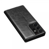 Qialino Samsung Galaxy S21 Ultra Kotelo Aitoa Nahkaa Musta