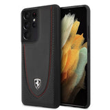 Ferrari Samsung Galaxy S21 Ultra -kotelo, rei'itetty, musta (logo)