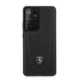 Ferrari Samsung Galaxy S21 Ultra -kotelo, rei'itetty, musta (logo)