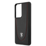 Ferrari Samsung Galaxy S21 Ultra -kotelo, rei'itetty, musta (logo)