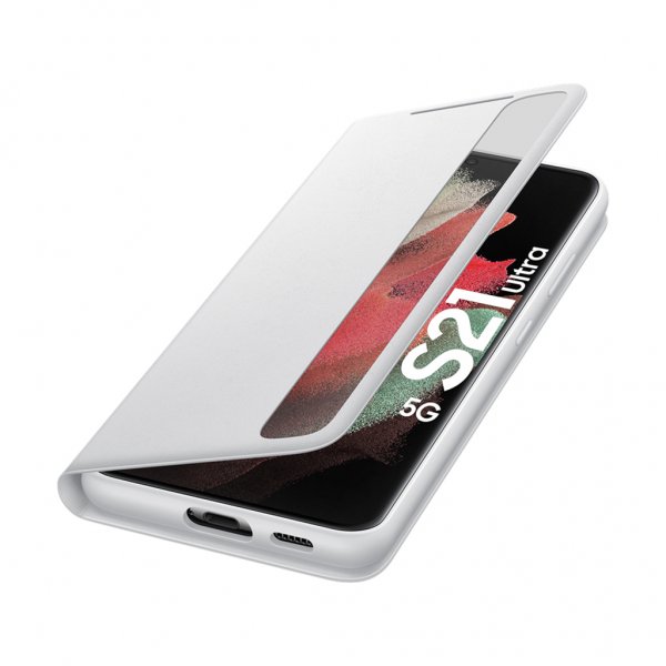 Samsung Original Galaxy S21 Ultra -kotelo Smart Clear View Cover vaaleanharmaa