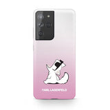 Karl Lagerfeld Samsung Galaxy S21 Ultra -suojakuori Choupette läpinäkyvä vaaleanpunainen