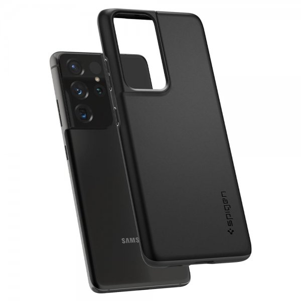Spigen Samsung Galaxy S21 Ultra -kuori, Thin Fit, musta