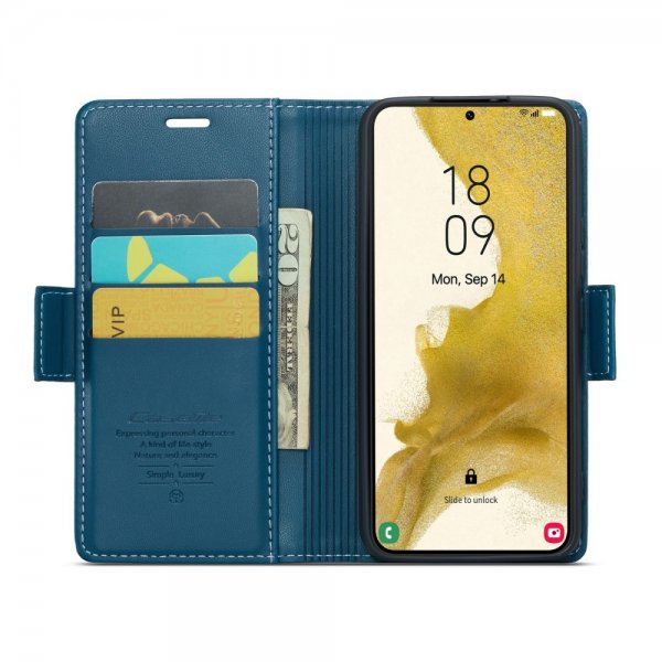 CaseMe Samsung Galaxy S22 -lompakkokotelo 023 Series Sininen