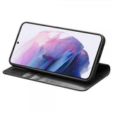 Qialino Samsung Galaxy S22 -kotelo, aitoa nahkaa, korttipaikka, musta