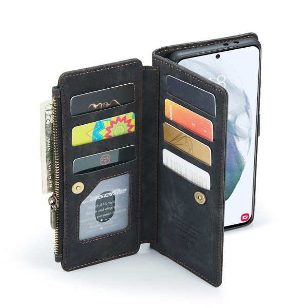 CaseMe Samsung Galaxy S22 -lompakkokotelo C30 Series Musta