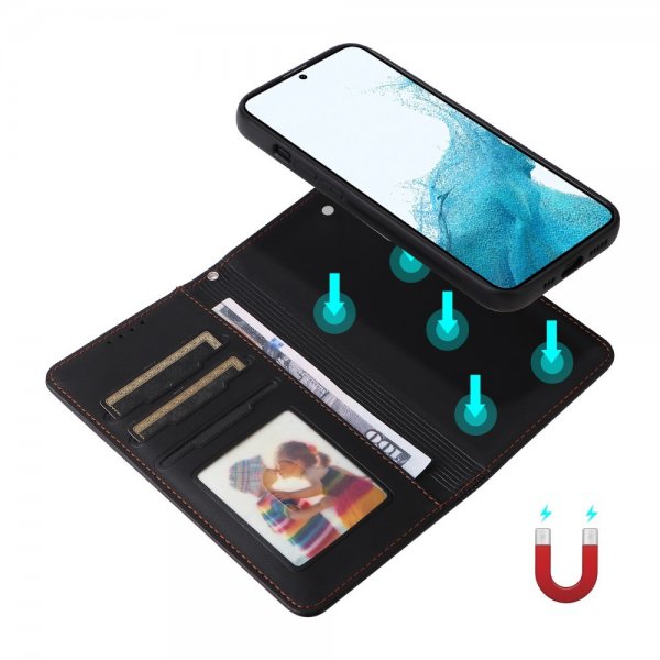 Betopnice Samsung Galaxy S22 Kotelo irrotettavalla kuorella 005 Musta