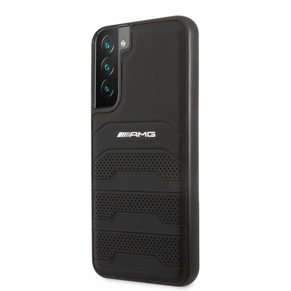 AMG Samsung Galaxy S22 Plus -suojakuori, jossa kohokuvioidut raidat, musta