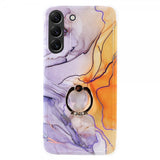 Samsung Galaxy S22 Plus Kuori Sormuksella Marmorikuvio Violetti Keltainen