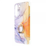Samsung Galaxy S22 Plus Kuori Sormuksella Marmorikuvio Violetti Keltainen