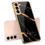 GKK Samsung Galaxy S22 Plus Suojakuori Marmorikuvio Musta