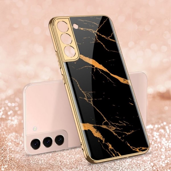 GKK Samsung Galaxy S22 Plus Suojakuori Marmorikuvio Musta