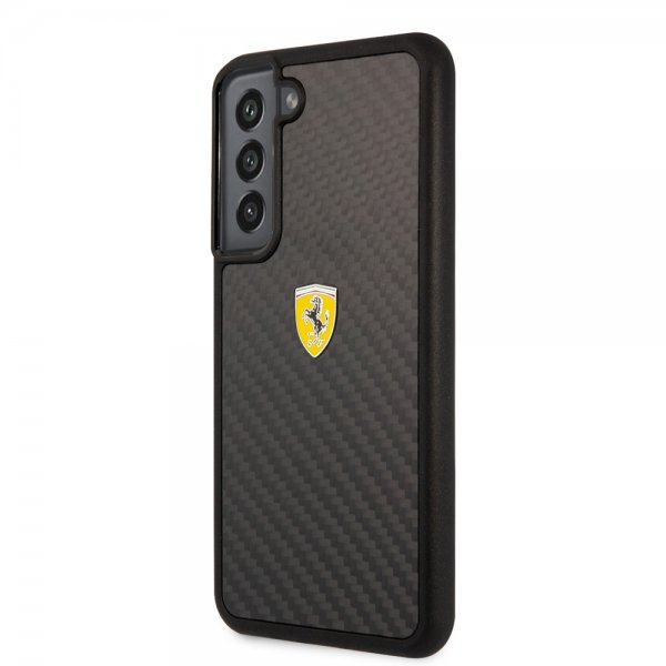 Ferrari Samsung Galaxy S22 Plus Kuori Real Carbon Metal Logo Musta