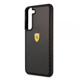 Ferrari Samsung Galaxy S22 Plus Kuori Real Carbon Metal Logo Musta