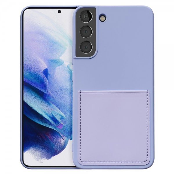 Samsung Galaxy S22 Plus - silikonikuori korttitaskulla, violetti
