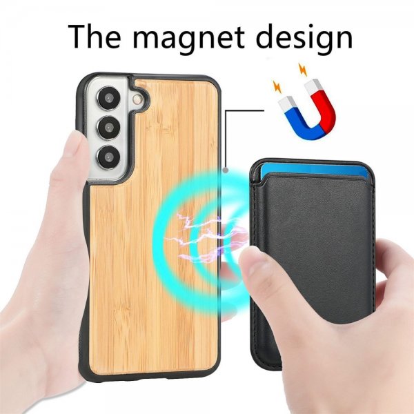 Samsung Galaxy S22 Plus Suojakuori Puu Irrotettava Korttikotelo Bambu