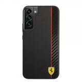 Ferrari Samsung Galaxy S22 Plus Kuoret Vertical Stripe Metal Logo Musta