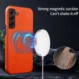 Samsung Galaxy S22 Kuori, aitoa nahkaa, MagSafe, oranssi