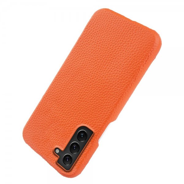 Samsung Galaxy S22 Kuori, aitoa nahkaa, MagSafe, oranssi