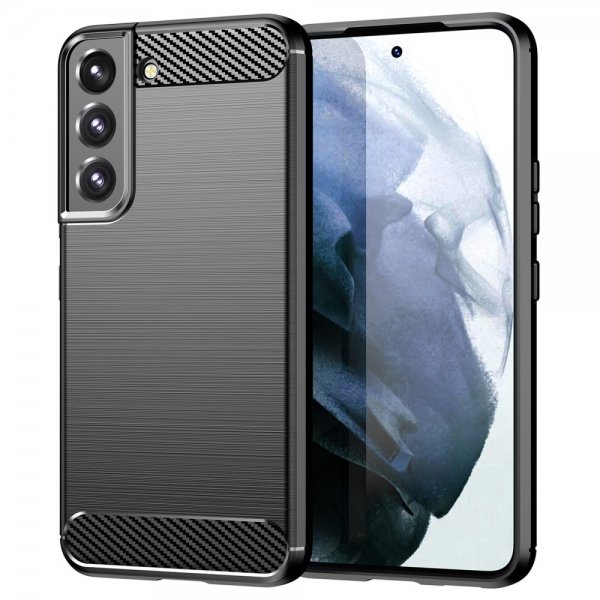 Samsung Galaxy S22 Kuori Harjattu hiilikuitukuvio Musta