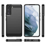 Samsung Galaxy S22 Kuori Harjattu hiilikuitukuvio Musta
