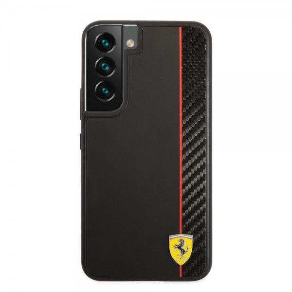 Ferrari Samsung Galaxy S22 Kuori Vertical Stripe Metal Logo Musta