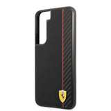 Ferrari Samsung Galaxy S22 Kuori Vertical Stripe Metal Logo Musta