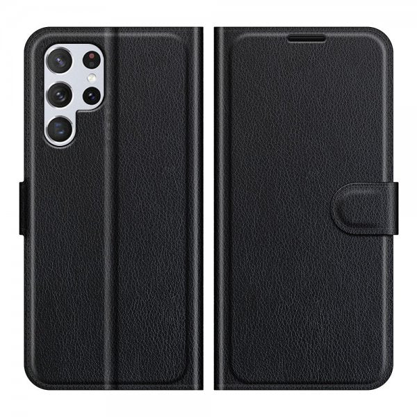 Nordic Covers Samsung Galaxy S22 Ultra Kotelo Litchi Raven Black