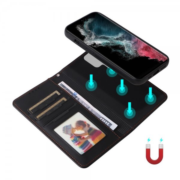 Betopnice Samsung Galaxy S22 Ultra Kotelo irrotettavalla kuorella 005 Musta