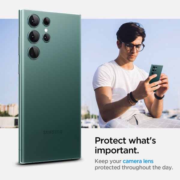 Spigen Samsung Galaxy S22 Ultra Kameranssuoja GLAS.tR EZ Fit Optik Pro 2 kpl Vihreä