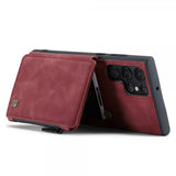 CaseMe Samsung Galaxy S22 Ultra -suojakotelo, C20, korttipaikat, vetoketju, punainen