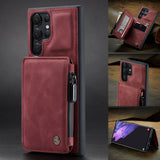 CaseMe Samsung Galaxy S22 Ultra -suojakotelo, C20, korttipaikat, vetoketju, punainen