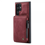 CaseMe Samsung Galaxy S22 Ultra -suojakotelo, C20, korttipaikat, vetoketju, punainen