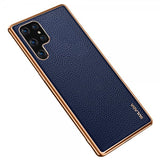 Sulada Samsung Galaxy S22 Ultra -kuoret, litsi-kuvio, pinnoitetut reunat, sininen