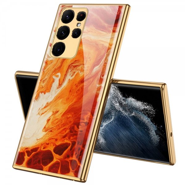 GKK Samsung Galaxy S22 Ultra Kuori Kuosi Marmori Punainen