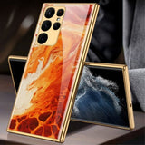 GKK Samsung Galaxy S22 Ultra Kuori Kuosi Marmori Punainen