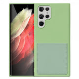 Samsung Galaxy S22 Ultra Silikonikuori Korttipidike Vaaleanvihreä