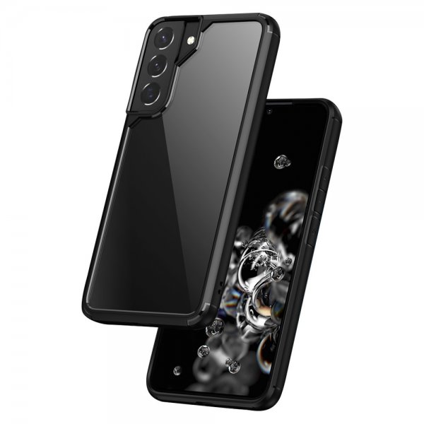 Ipaky Samsung Galaxy S22 Ultra Kuori Läpinäkyvä Takaosa Musta