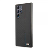 BMW Samsung Galaxy S22 Ultra Suojakuori Triangle Pattern & Tricolor Stripe Musta