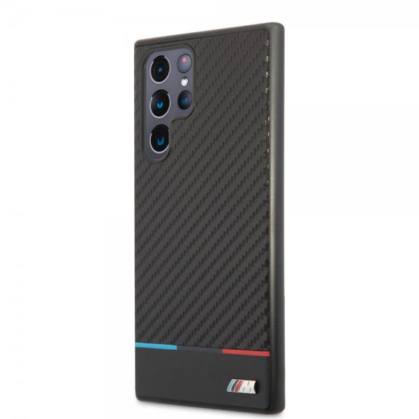 BMW Samsung Galaxy S22 Ultra Suojakuori Tricolor Stripe Carbon Musta