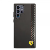 Ferrari Samsung Galaxy S22 Ultra Suojakuori Vertical Stripe Metallilogo Musta