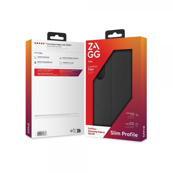 ZAGG Samsung Galaxy S23 FE -suojakotelo, folio, musta