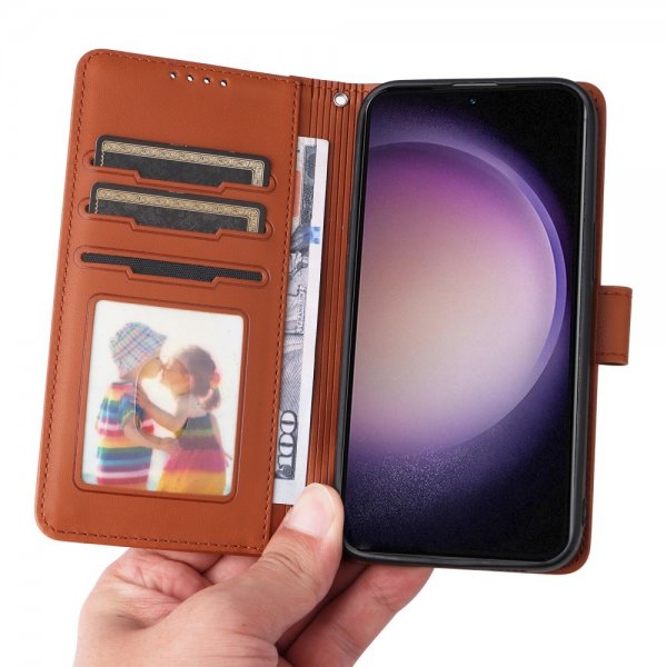 Betopnice Samsung Galaxy S23 FE -suojakuori irrotettavalla kannella 005 ruskea