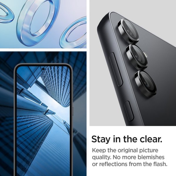 Spigen Samsung Galaxy S23 FE Kameran suojaus Lasi.tR EZ Fit Optik Pro 2-pakkaus Musta