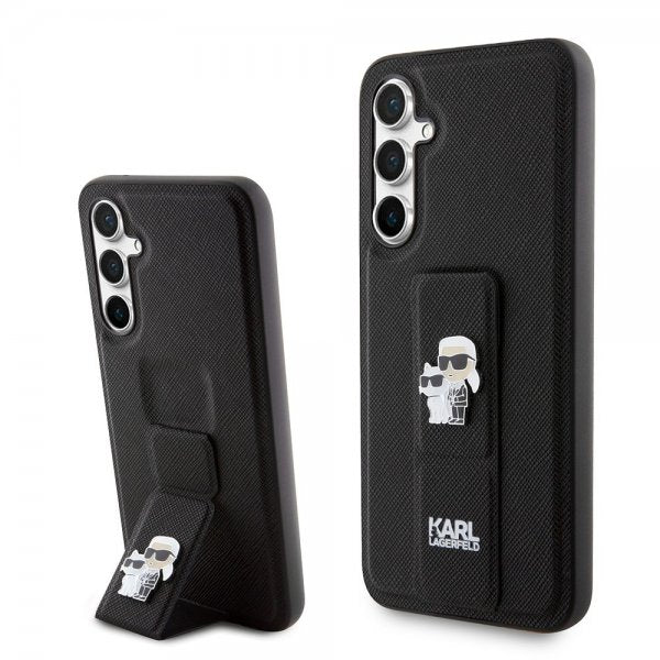 Karl Lagerfeld Samsung Galaxy S23 FE Saffiano Grip Stand -suojakuori, musta