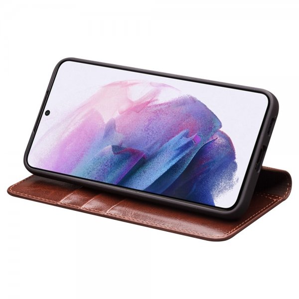 Qialino Samsung Galaxy S23 Kotelo Aito Nahka Korttipaikka Ruskea