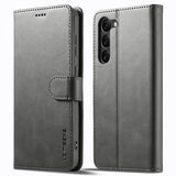 Lc.Imeeke Samsung Galaxy S23 Kuori Korttipaikalla Jalustatoiminnolla Harmaa